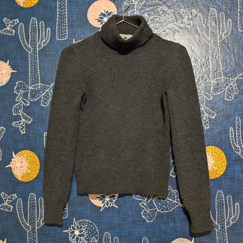 Celine Cashmere Knit Turtle Neck Long Sleeve Sweater Grey Small - Picture 2 of 7